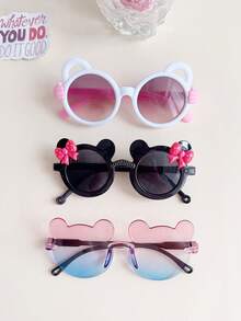 1/2/3/4件套 男女童可爱漂亮小熊蝴蝶结眼镜 3款套装 儿童宝宝时尚眼镜 返校礼物 - 彩色 - 查看 17