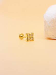 1pc Cubic Zirconia Stud Earring - Yellow Gold - View 15