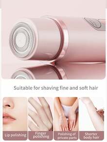 1pc 2-In-1 Electric Shaver, Dual Head Shaver, Suitable For Women, For Body, Nose, Hair Trimmer, Face Shaver, Eyebrow, Legs, Underarm, USB Rechargeable Epilator, Suitable As A Gift And For Household Use