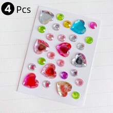 4pcs DIY Acrylic Gem Pet Stickers - Colorful Heart, Flower And Star Shaped, Suitable For Dog Grooming And Beauty Accessories - Multicolor - View 10