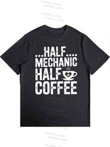 Camisetas, camisas para mujer, camisas 100% algodón para mujer, regalos para el día de la madre para S-2XL, regalos de cumpleaños para mujer, camiseta mitad mecánica mitad café,Camiseta de mecánico, camiseta de mecánico diésel, camiseta mitad mecánico mitad café - Negro - Ver 5