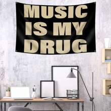 1pc-MUSIC IS MY Music Abstract Cartoon Art Design Tapestry Color Wall Hanging Flag Halloween Decor Fall Decor Home Decor Halloween Decorations Halloween Decoration Room Decor