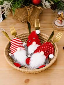 1pc Red Christmas Party Home Decoration Tableware Christmas Ornaments Faceless Old Man Set, Christmas Gift Decorations Mini Christmas Gifts, Tableware Set Cloth, Tableware Decorations Christmas Ornaments Faceless Old Man Set, Christmas Gift Decoration Accessories Home Room Decoration