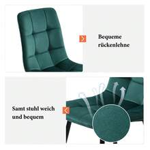 Dining Table Set (5 Pieces), Dining Table Set With 4 Chairs, Kitchen Table Set, Round Dining Table With 100 Cm Diameter And Gold Metal Legs, White MDF Tabletop, Dining Chairs Made Of Dark Green Velvet - Multicolor + MDF - View 6
