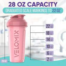 2-Pack 28oz/830ml Premium Shaker Bottles With 4 Stainless Steel Balls - Leakproof  Mixer Cups For Protein, Smoothies & Meal Replacement - Gym, Office, Travel & Home Use - Blue & Clear Combo With Measurement Marks - 95) 粉紅色/黑色 - 查看 5