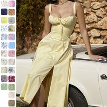 Women's Floral Milkmaid Dress Plus Size Maxi Puff Sleeve Square Neck Boho Casual Beach Dress - Trắng xanh nhạt 2 - Xem 3