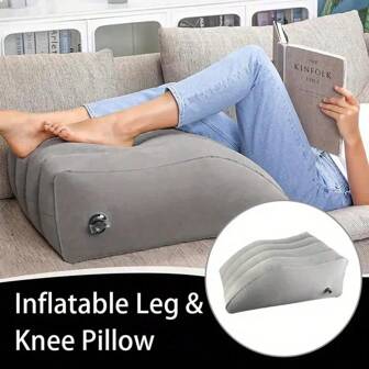 1pc Inflatable Wedge Pillow For Leg & Knee Rest, Soft Support Cushion For Muscle Comfort, Portable Support Pillow For Reading Watching Sleeping Lying Inflatable Feature Pad For Leg Elevation (Does Not Include Inflation Blower)