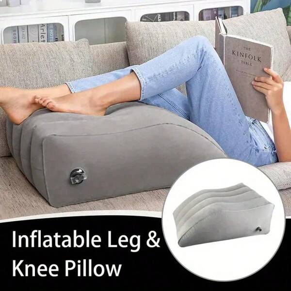 1pc Inflatable Wedge Pillow For Leg & Knee Rest, Soft Support Cushion For Muscle Comfort, Portable Support Pillow For Reading Watching Sleeping Lying Inflatable Feature Pad For Leg Elevation (Does Not Include Inflation Blower)