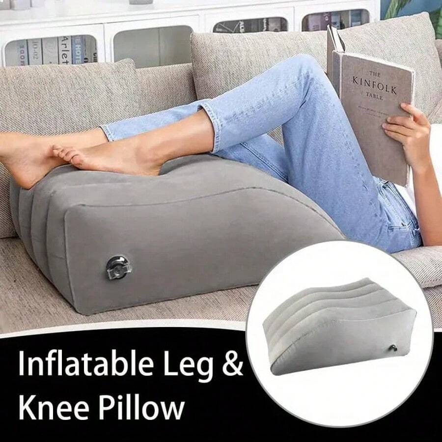 1 件充气楔形枕头，用于腿部和膝盖休息，柔软支撑垫，肌肉舒适，便携式支撑枕头，用于阅读、观看、睡觉、躺卧，充气功能垫，用于抬高腿部（不包括充气鼓风机）