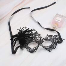 1 件天鹅绒玫瑰黑色眼罩，经典派对化妆舞会半脸面具，适合万圣节、派对、节日和各种场合 - 蕾絲面具 - 查看 11