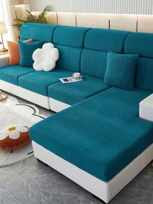 单件装提花弹力沙发套，现代防污沙发套，简约风格沙发套装，适用于客厅、卧室、户外沙发、L型沙发、贵妃椅/转角沙发组合、沙发垫套，家居装饰通用座椅沙发，四季皆宜 - 孔雀藍 - 查看 5