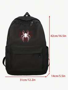 时尚男士背包，红网蜘蛛新款印花，方便宽敞的尼龙通勤包 - 彩色 - 查看 11