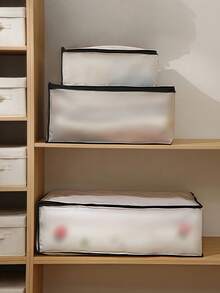 1/3 pièces Sac de rangement pour édredon/couette, sac de rangement pliable anti-poussière et anti-humidité, boîte de rangement sous le lit de type tiroir, sac de rangement semi-transparent plat pour dortoir