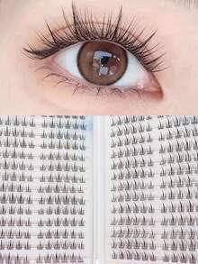 LIMEIKAI 384 件易于粘贴的向日葵簇状假睫毛书，适合女士 - 自然外观，大容量，D 卷曲，10-12 毫米长度睫毛簇，睫毛簇，单根睫毛，睫毛，假睫毛 - C - 查看 2