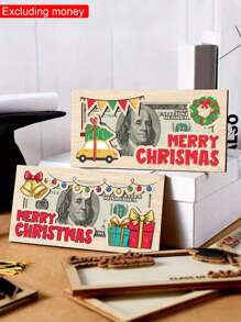 1 pièce/3 pièces Porte-monnaie de Noël, porte-monnaie en bois unique et charmant pour les cadeaux de Noël, ornements de bureau, décorations de fête de Noël, cadeaux surprises idéaux pour l'argent, décoration de festival à la maison