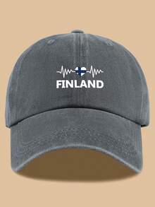 1 件可调节芬兰国旗和心电图印花棒球帽，轻便卡车司机帽，非常适合户外运动、徒步旅行和露营 | 爱国设计，户外头饰 | 复古风格帽子，节日和生日的理想礼物