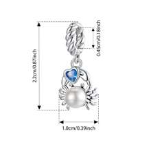 WOSTU 925 Sterling Silver Delicate Crab Starfish Charm Marine Life Pendant Charm Cubic Zirconia Opal For Women Fashion Jewelry Party Gift ﻿ - Silver - View 17