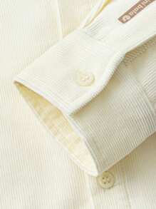 mini bala Boys Corduroy Shirt 2025 Fall Retro Soft Long Sleeve - Milky White - View 9