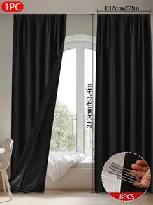 1 件纯色遮光窗帘，带隔热衬里，轻质涤纶面料，顶部挂钩设计，隔热遮光，适用于客厅、卧室、阳台装饰。 - 彩色 - 查看 10