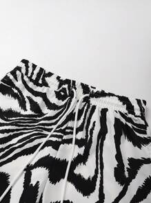 2 件男士休闲条纹印花衬衫和短裤套装，夏季服装