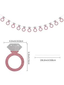 Rhinestone Ring Bunting Flag Decoration For Wedding Party Background, Wedding Ceremony Celebration Decor, Happy Newlyweds