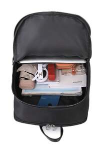 LECEY 女士多功能纯色休闲背包，时尚大容量学院风防水耐用书包，适合初中和高中学生，便携式多隔层包，适合户外、旅行和商务通勤 - 黑色 - 查看 9