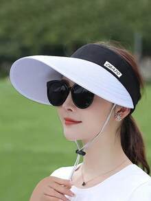 1 pieza Sombrero de verano para mujer, nuevo estilo coreano con patrón aleatorio para uso al aire libre, sombrero plegable de protección solar - proteccion solar - Ver 12
