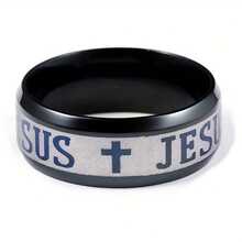 Vintage Stainless Steel Men's Ring With Cross And Jesus Pattern - Vintage Style, Perfect Men's Gift - Bạc - Xem 3