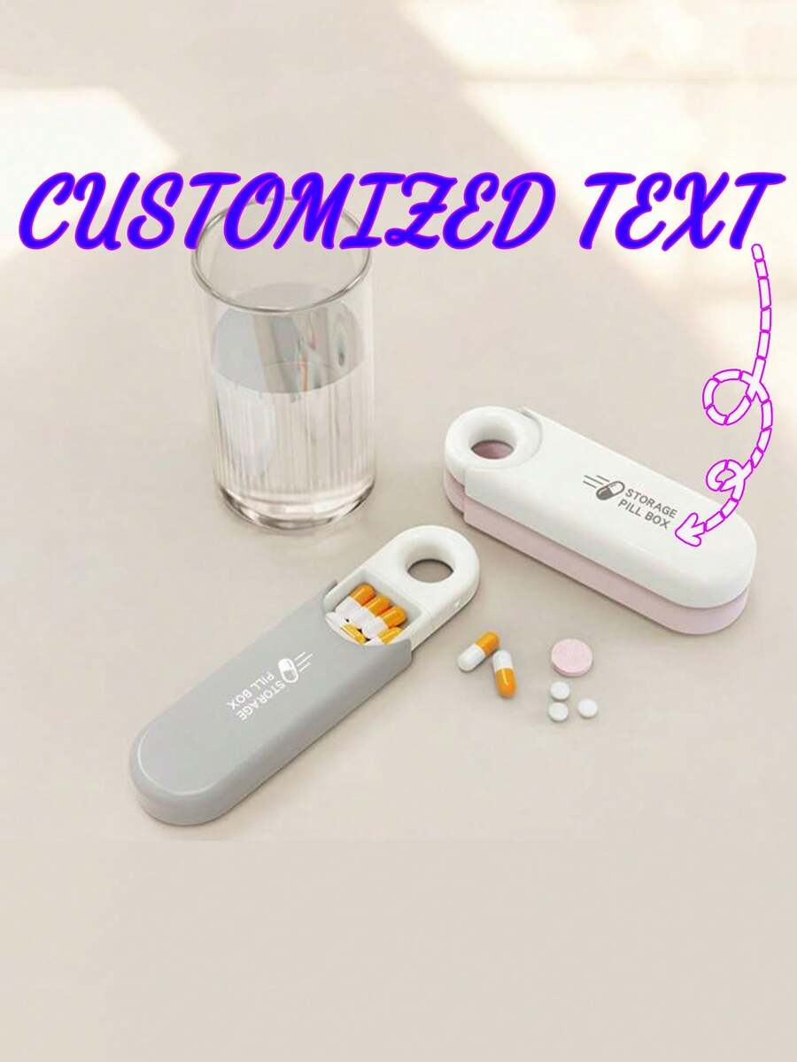 Boîte à pilules personnalisée à une main pour organisateur de pilules de voyage élancé, petite boîte à pilules pour sac à main ou poche, support à pilules compact et portable, boîte à vitamines quotidiennes élégante à 3 compartiments
