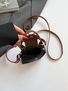 迷你涤纶女士斜挎包，时尚翻盖拉链长肩带口红包，女士时尚钱包