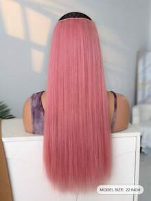 7片/套 24英寸直发夹式接发片，合成全头假发片，女士适用，粉色 - 粉色 - 查看 4