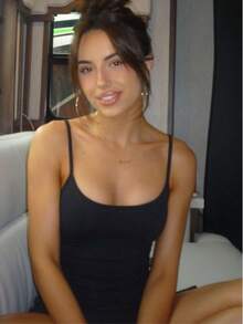 Aesthetic Moda Basic Strappy Tank Top - 黑色 - 查看 2