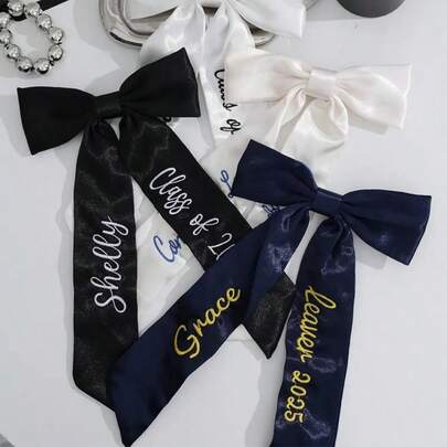 Personalized Embroidered Hair Accessories, Customized Name Graduation Gift, Personalized Hair Clips For Girls, Bridal Hair Accessories, Women Hair Clips