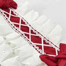 1pc Lolita Rabbit Ear Headband With Bow, Plush Rabbit Ears With Lace Bow, Suitable For Party Costumes, As Gift For Friend's Birthday, Back To School, Thanksgiving Halloween