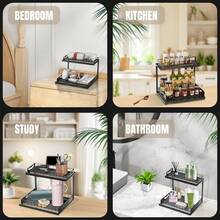 Under Sink Organizer And Storage – 2 Tier Slide-Out Pull-Out Cabinet Organizer Shelf With Metal Sliding Drawers For Kitchen, Bathroom, Pantry, Closet Cabinet Organization Rack