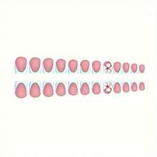 MSummer Pr On Nails Short Square Fake Nails Blue French Tip Pr Ones False Nails With 3D Flowes Charm Acrylic Nails Glossy Glue On Nails For Women Girls Vacation Stick On Nails 24pcs8001 - s4 - 查看 2