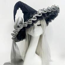 1pc Retro Witch Hat Costume Accessory, Polyester Fiber Witch Hat For Party Role Play, Mask Hat Holiday Decoration, Elegant Headwear Halloween