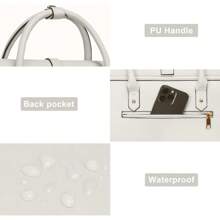 Local Delivery--MOSISO Laptop Bag For Women, 17 Inch PU Leather Laptop Shoulder Bags Convertible Backpack, 17.3 Inch Messenger Bags Casual Handbag Work Briefcase Travel Computer Bag With Bowknot, Black - 米色 - 查看 7