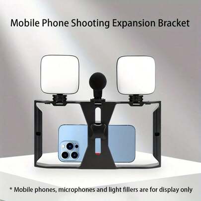 Bộ ổn định cầm tay đa năng 3 khe cắm phụ kiện, tích hợp giá đỡ micro, làm từ chất liệu ABS, nhiều cổng mở rộng 1/4", thích hợp cho phát trực tiếp và chụp ảnh, tương thích với điện thoại iOS và Android, lý tưởng cho kỳ nghỉ hè, vlog du lịch, hoạt động ngoài trời, phát trực tiếp, quay vlog ổn định. Bộ ổn định gimbal, bộ ổn định điện thoại, bộ ổn định máy ảnh.