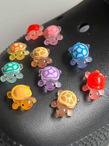 5/10pcs Glow In The Dark Detachable 3D Cartoon Turtle Shoe Charms, Decoration For Beach Sandals And Clogs - Multicolor - View 7