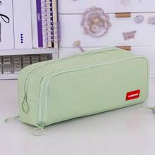 1 قطعة حقيبة يد نسائية جديدة بلون أحادي من مادة الأكسفورد ذات ثلاثة سحابات، حقيبة أقلام للطلاب للاستخدام اليومي في المدرسة