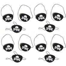 6 Pieces Black Pirate Eye Patch Eye Patches 3D Adjustable One Eye Skull Patch Pirate Captain Eye Patch For Adults Kids Skull Crossbone Eye Patch For Pirate Theme Party Christmas Decorations