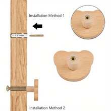 1pc Bear Shaped Wooden Knob, Single Hole Beechwood Handle, Wooden Cabinet/Drawer Knob With Screw - Multicolor - View 10