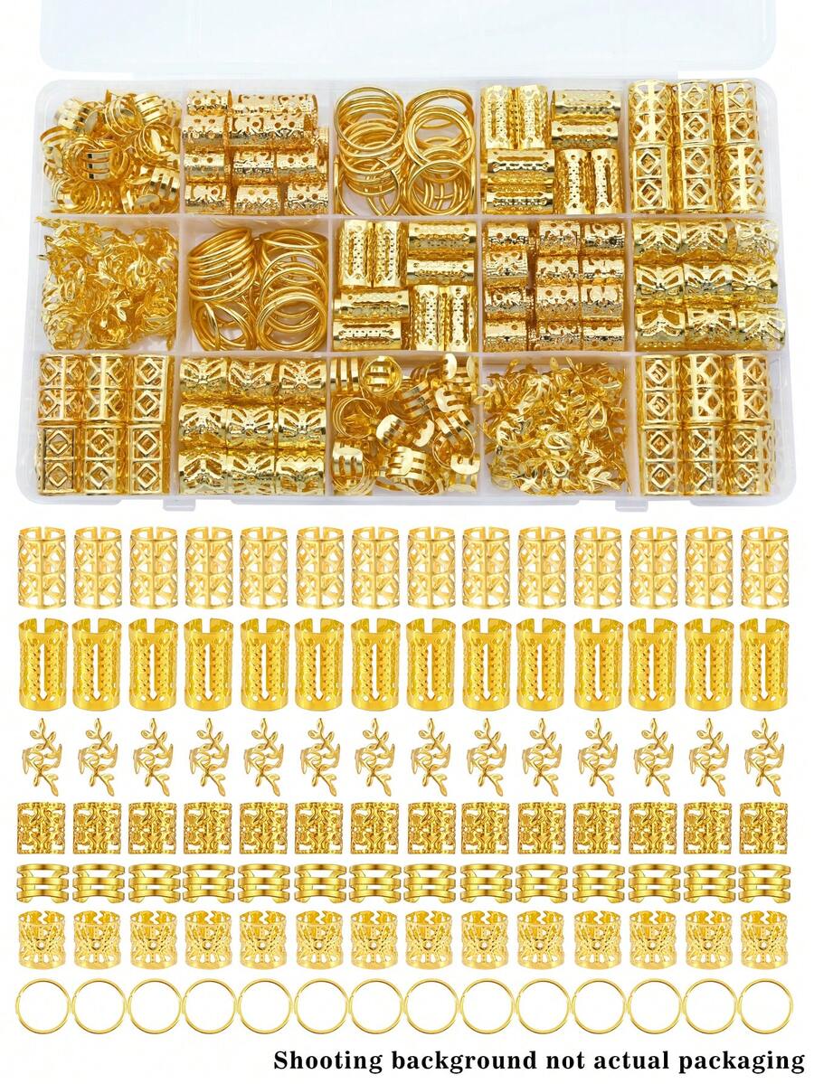 70颗金属发珠、发圈、编发环、可调节金属编发饰品，适用于脏辫、头部饰品、发夹