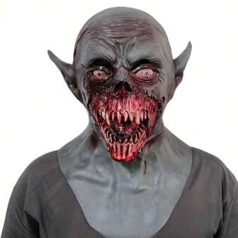 1pc Halloween Hungry Vampire Face Mask, Realistic Zombie Zombie Demon In Natural Latex, With Full Neck Accessory, Suitable For Halloween, Christmas, Cosplay And Photo Shoots, Bars, Clubs, Nightclubs, And Everyday Wear