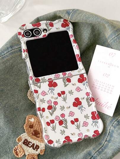 1pc Fashionable Minimalist Wave Pattern Foldable Phone Case, Protective And Anti-Drop: Suitable For Samsung Galaxy Zflip 3/Zflip 4/Zflip 5/Zflip 6/Zflip 7, Waterproof, Shockproof, Anti-Fall, Anti-Scratch.