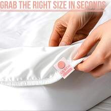 GIURKUU 4pcs Queen/King Size Bed Sheet Labels, Easy To Use, Machine Washable, For Size Identification