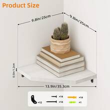 Tomnk Set Of 4/6 Floating Corner Shelves, Wall Shelves, Wall Decor, Room Decor, Rustic Wood Wall Mounted Storage & Display Shelves For Bathroom, Kitchen, Living Room & Bedroom Organization - 彩色 - 查看 11