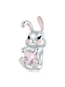 1 buc. Colecția roz pentru fete, Salamandl, Ursuleț, Iepure, Unicorn, Papagal, Rochie de balet, Parfum, Flori, Trifoi norocos și Fundă de dragoste, Colier cu pandantiv din mărgele, Brățară, Cadou de bijuterii DIY cu mărgele pentru fete