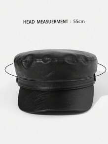 1 pieza Gorra tipo "Newsboy" de piel de PU para mujer, boina casual con visera, apta para uso diario